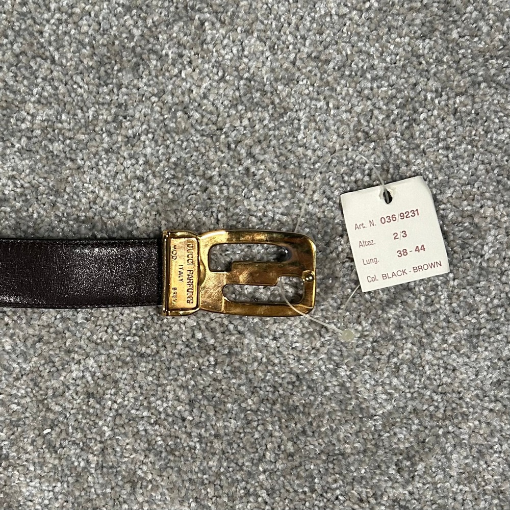 Gucci Accessory Collection Reversible Leather Belt Black Brown G Buckle 036/9231 - Picture 3 of 4